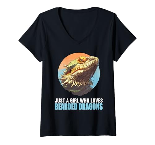 Damen Bartagamen Bartagame T-Shirt mit V-Ausschnitt von Bartagamen Bartagame Tier Shop