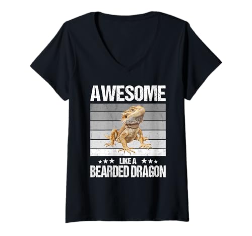 Damen Bartagamen Bartagame T-Shirt mit V-Ausschnitt von Bartagamen Bartagame Tier Shop