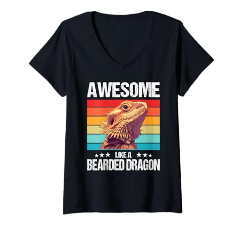 Damen Bartagamen Bartagame T-Shirt mit V-Ausschnitt von Bartagamen Bartagame Tier Shop