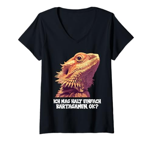 Damen Bartagamen Bartagame T-Shirt mit V-Ausschnitt von Bartagamen Bartagame Tier Shop