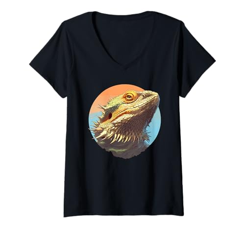 Damen Bartagamen Bartagame T-Shirt mit V-Ausschnitt von Bartagamen Bartagame Tier Shop