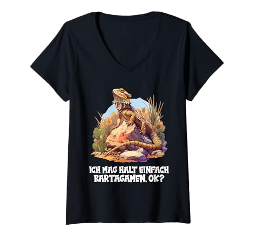 Damen Bartagamen Bartagame T-Shirt mit V-Ausschnitt von Bartagamen Bartagame Tier Shop