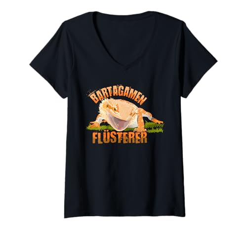 Damen Bartagame Eidechsen Reptilien Terraristik Bartagamen T-Shirt mit V-Ausschnitt Damen Bartagame Eidechsen Reptilien Terraristik Bartagamen T-Shirt mit V-Ausschnitt von Bartagamen Eidechse Terrarium Echsen Sprüche