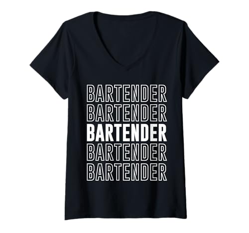 Damen Barkeeper T-Shirt mit V-Ausschnitt Damen Barkeeper T-Shirt mit V-Ausschnitt von Bartender Apparel