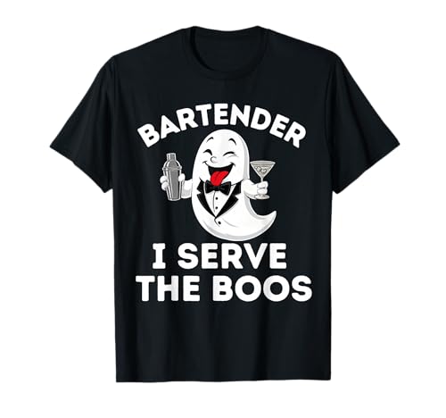 Barkeeper Halloween Kostüm I Serve The Boos Herren Damen T-Shirt von Bartender Mixologist Boo Halloween Funny Drinking