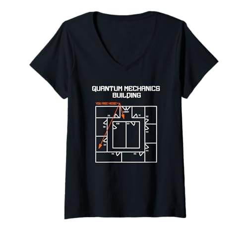Damen Quantenmechanik-Gebäude T-Shirt mit V-Ausschnitt Damen Quantenmechanik-Gebäude T-Shirt mit V-Ausschnitt von Barthol Graphics