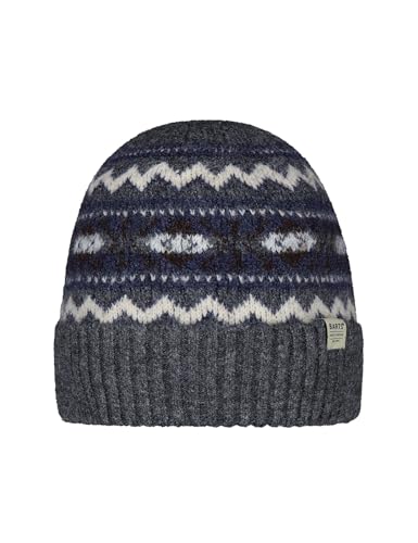 Barts Herren Beanie Sybe Strickmütze mit Norwegermuster 1769 Dark Heather 19 von Barts