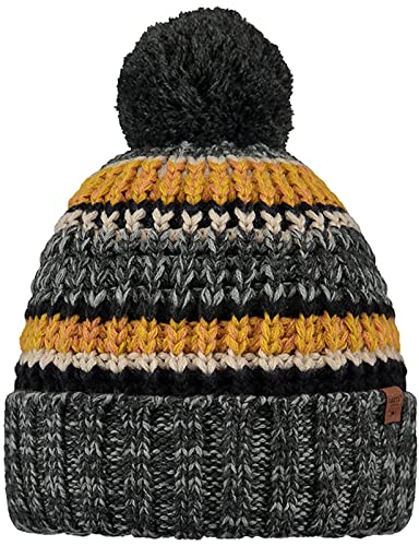 Barts Herren Strickmütze Goser gestreifte Männermütze mit Bommel 0355 Dark Heather 19 von Barts