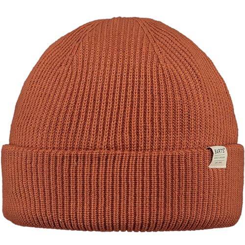 Barts M Stonel Beanie Orange - Merino Feingestrickte elastische Herren Beanie, Größe One Size - Farbe Rust von Barts