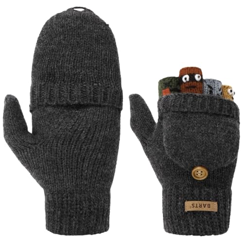 Barts Puppet Kinderhandschuhe Fingerlos Handschuhe Strickhandschuhe (3 HS - anthrazit) von Barts