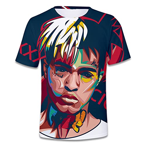 Jacke Teenager Kinder Rapper XXXTENTACION Gedenken 3D Rundhals Print Kurzarm T-Shirt, 1, M von Baruler