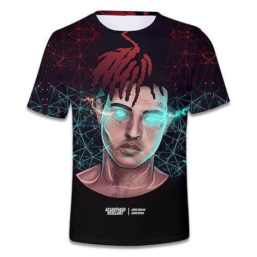 Jacke Teenager Kinder Rapper XXXTENTACION Gedenken 3D Rundhals Print Kurzarm T-Shirt, 4, S von Baruler