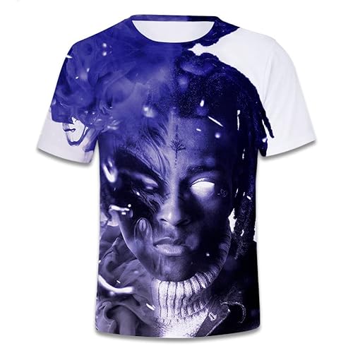 Jacke Teenager Kinder Rapper XXXTENTACION Gedenken 3D Rundhals Print Kurzarm T-Shirt, 7, S von Baruler