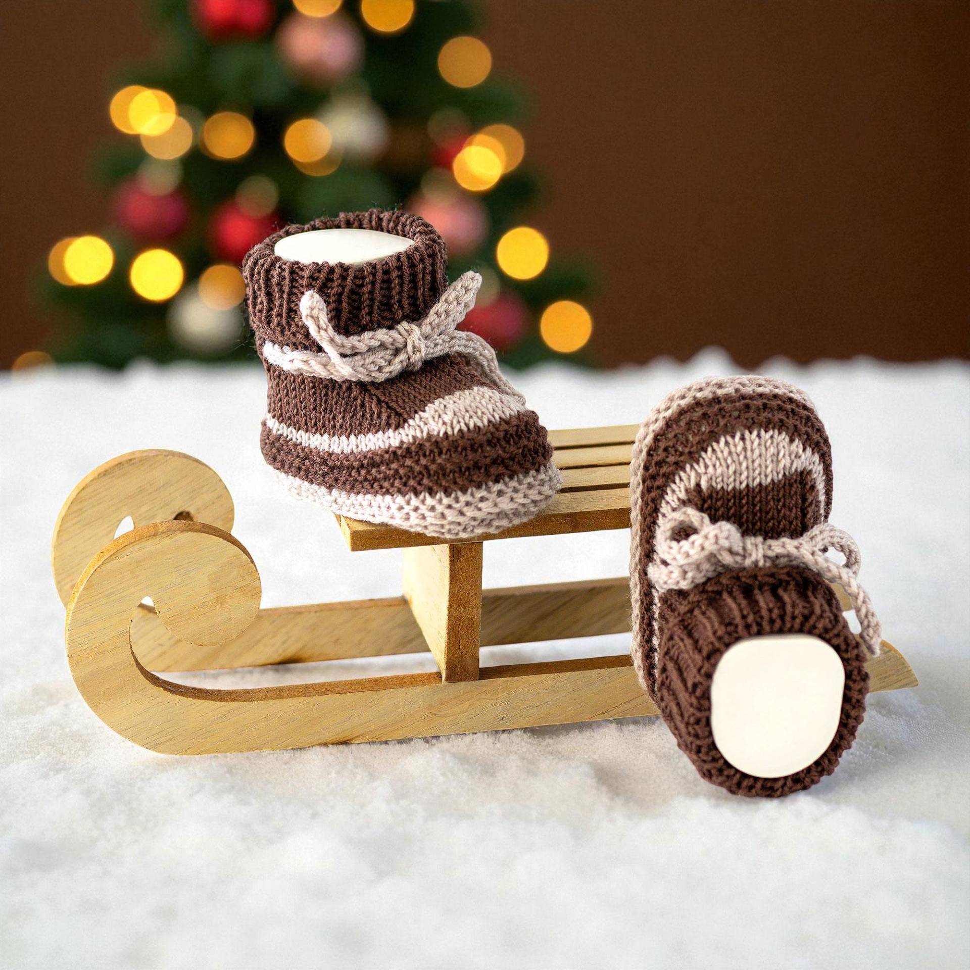 Handgestrickte Babyturnschuhe Aus Merinowolle - Braun & Natur von BarunShop