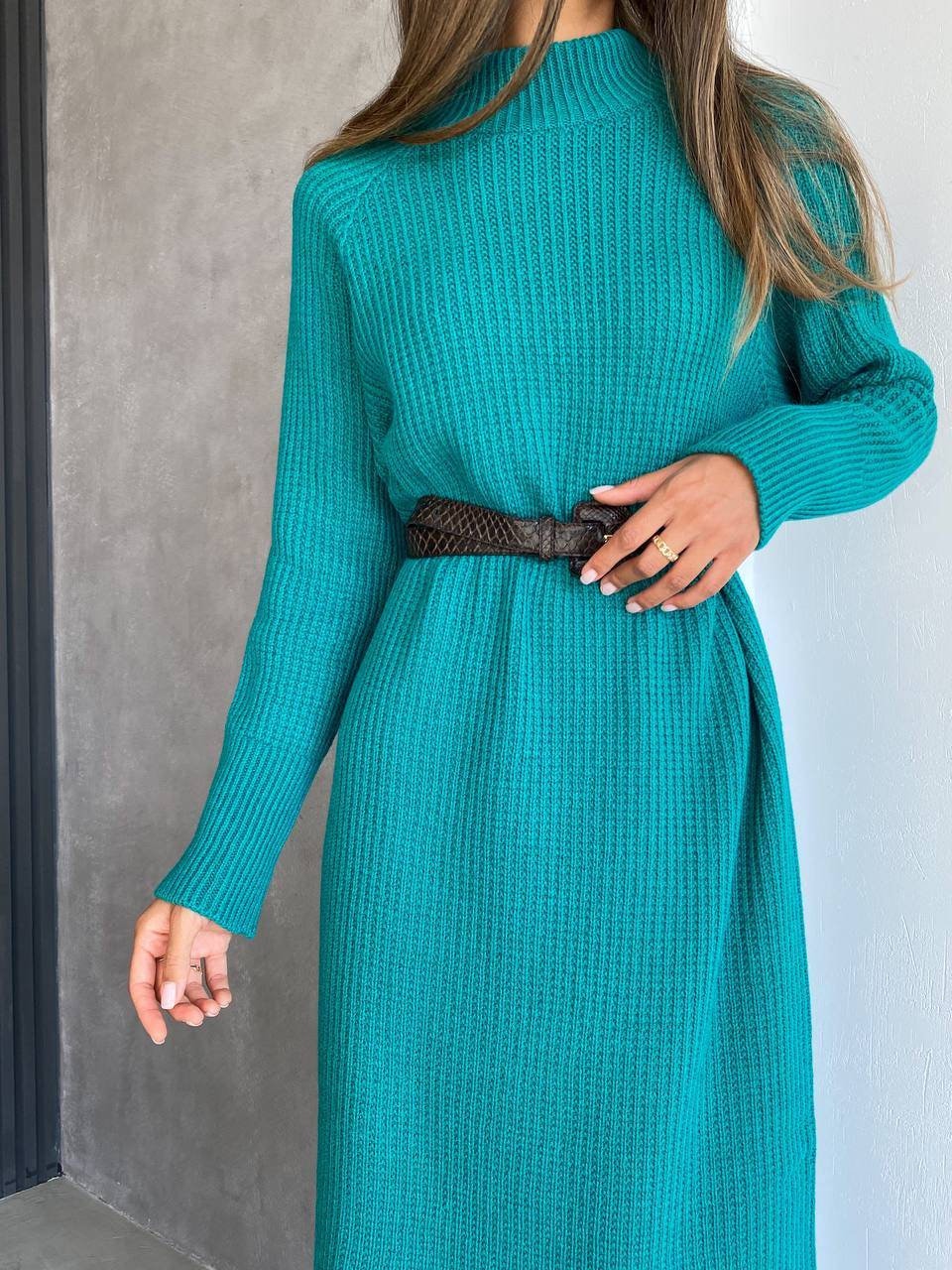 Aqua Blaues Strick Pulloverkleid Für Frauen, Langes Oversized Pullover Kleid, Lässiges Kleid Midi von BarvinokKnitwear