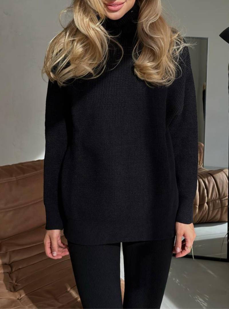 Schwarzer Übergroßer Pullover-Pullover Rollkragen, Warmer Pullover Für Frauen, Strickpullover Warmer von BarvinokKnitwear