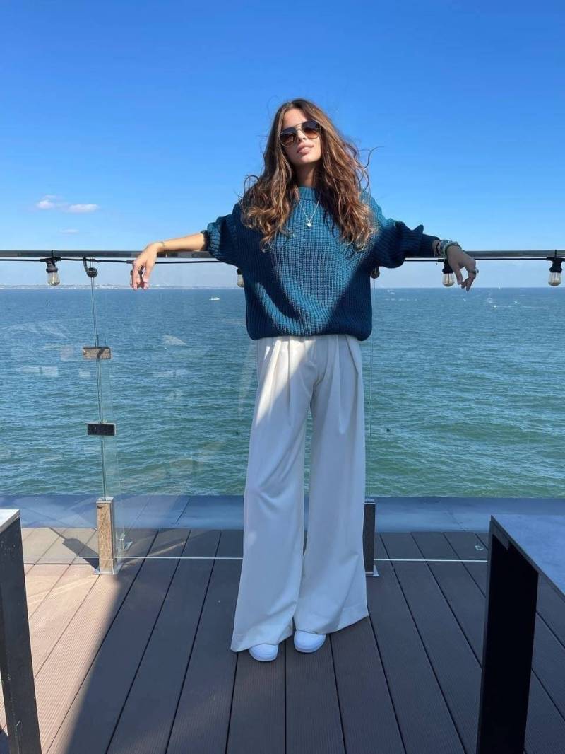 strickpullover Für Frauen, Grobstrickpullover Übergroß, Sea Wave Pullover Baumwollstrickpullover Damen von BarvinokKnitwear