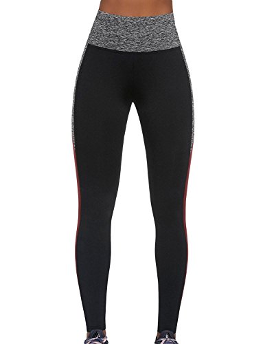 Bas Bleu Extreme Leggings Dame Sport Lang Deckend Shapewear Hoher Bund EU, schwarz-grau-rot,2/S/36 von Bas Bleu