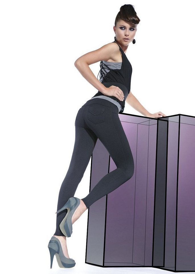 Bas Bleu Leggings Fashion Leggings Hose lang weich blickdicht mit Taschen 200den Sandra Tragekomfort von Bas Bleu