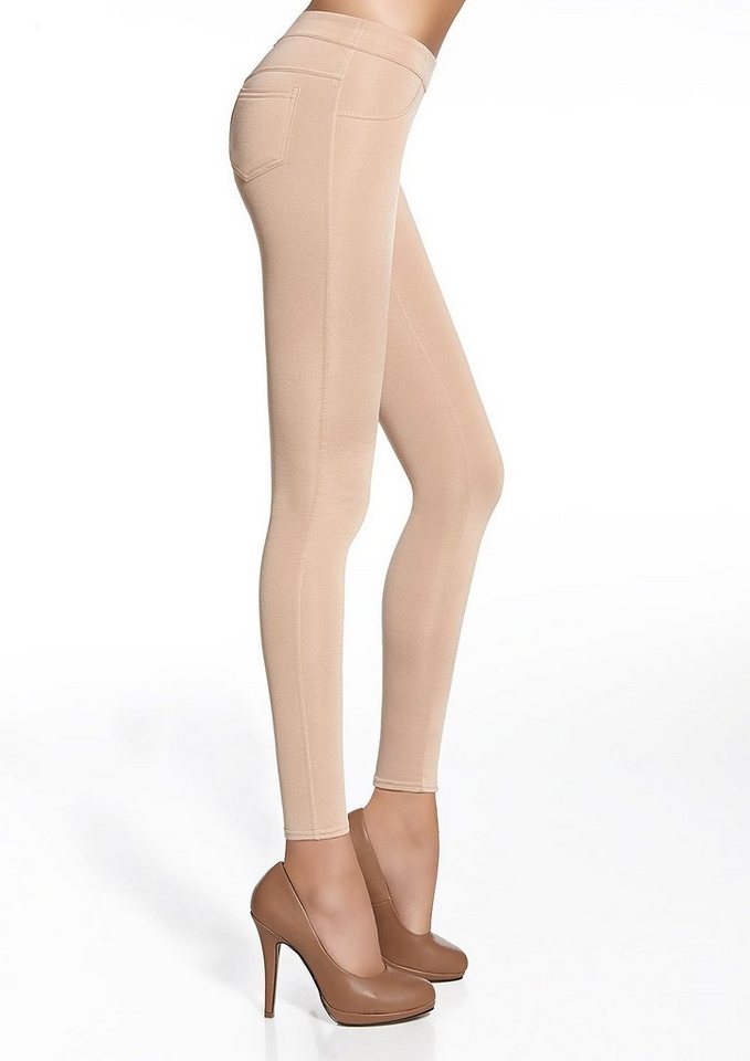Bas Bleu Leggings Leggings Leggins Hose lang weich blickdicht 200den Marika creme-ecru 2 weich von Bas Bleu