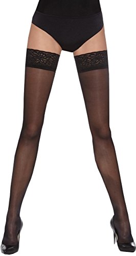 hochwertige edle halterlose Strümpfe (verschiedene Designs) Gr. S M L (Vivien schwarz M) von unifun