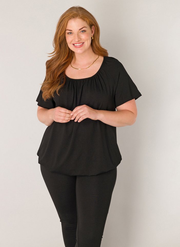 Base Level Curvy Ballonshirt Yoni mit gerafftem Rundhalsausschnitt von Base Level Curvy