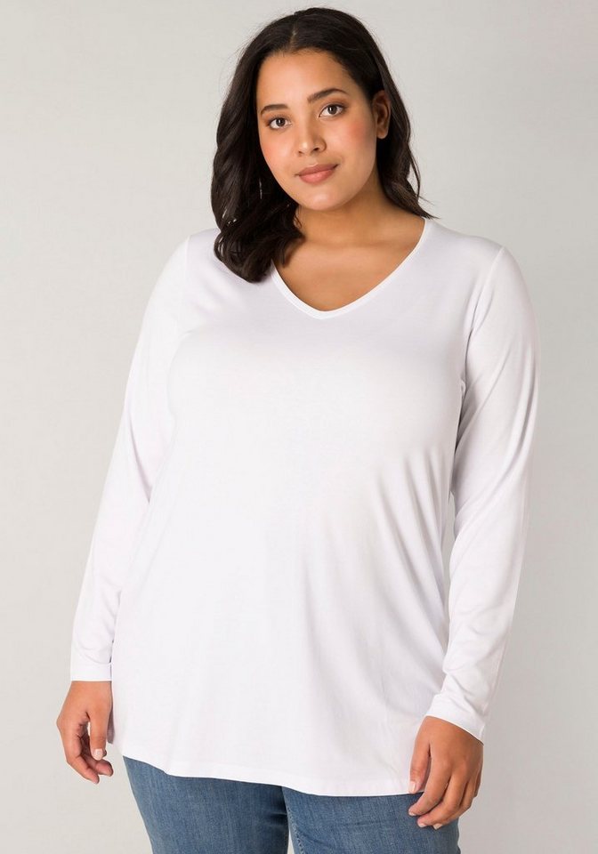 Base Level Curvy Langarmshirt mit V-Ausschnitt von Base Level Curvy