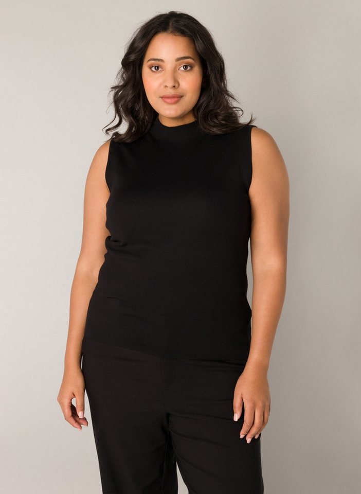 Base Level Curvy Ripptanktop mit hochgeschlossenem Kragen, ärmellos von Base Level Curvy