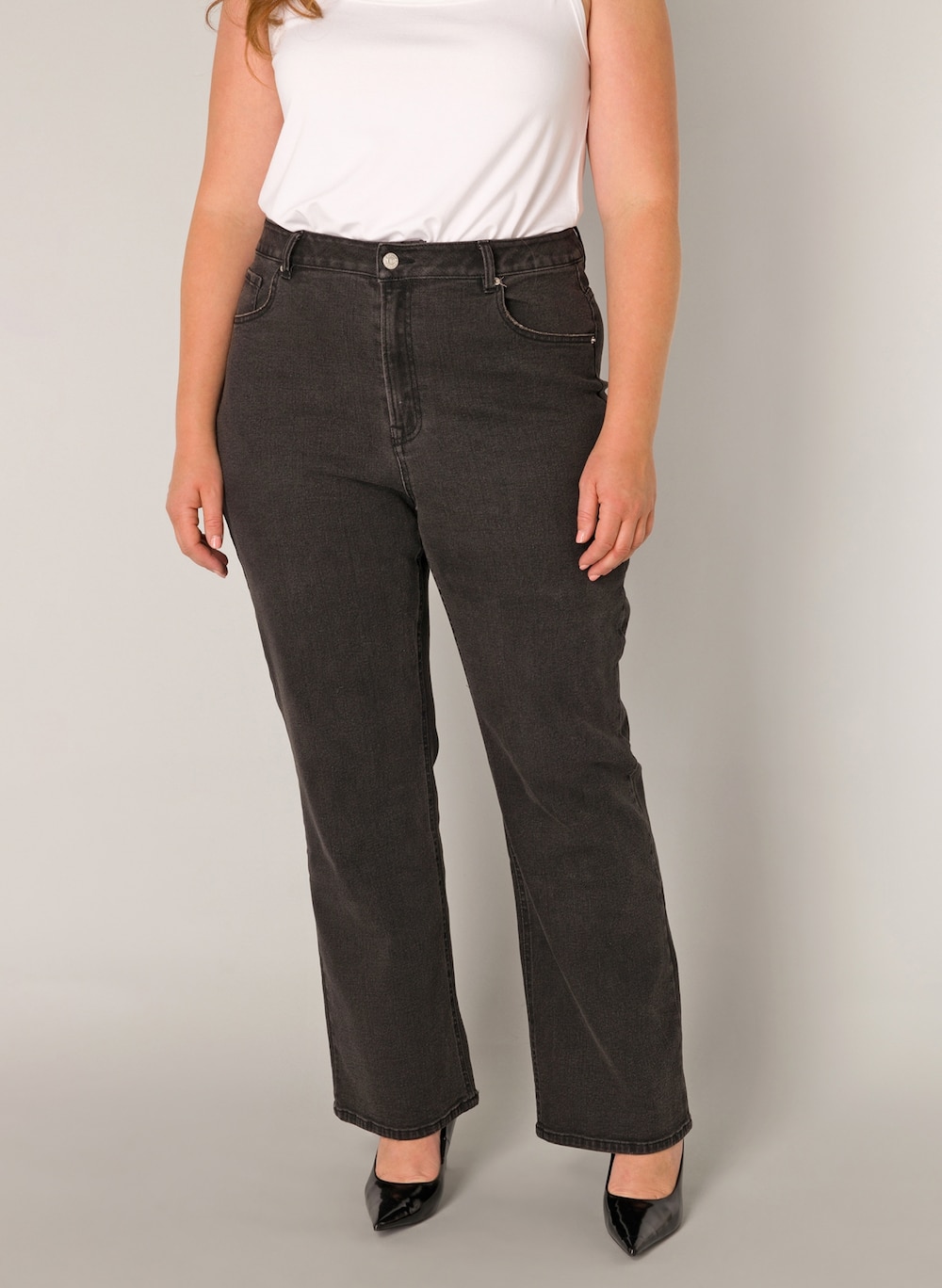 Große Größen Hose Amylia, Damen, schwarz, Größe: 27, Baumwolle, Happy Size DE Women von Base Level Curvy