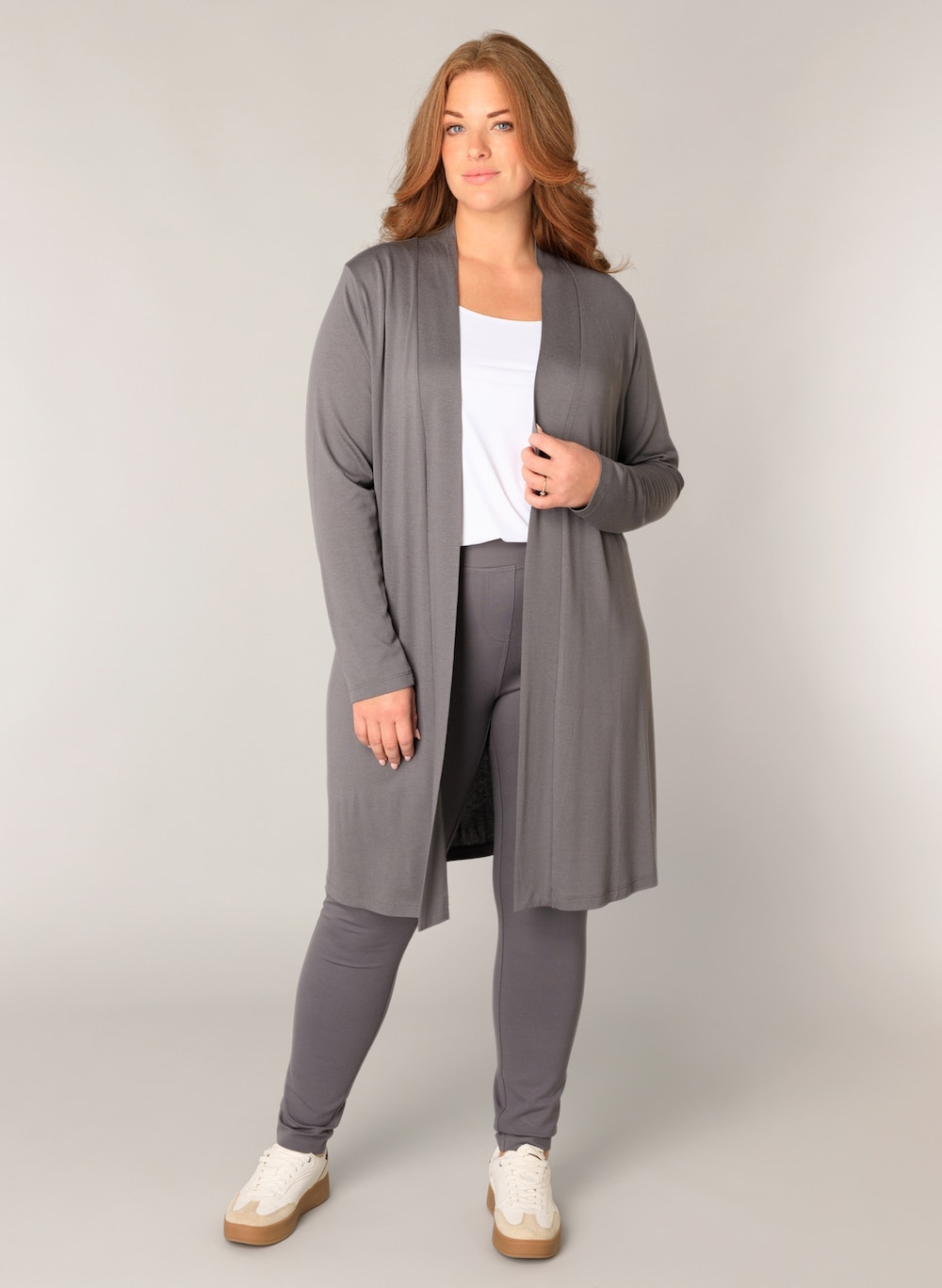 Große Größen Strickjacke Ayla Long, Damen, braun, Größe: 50, Viskose, Happy Size DE Women von Base Level Curvy