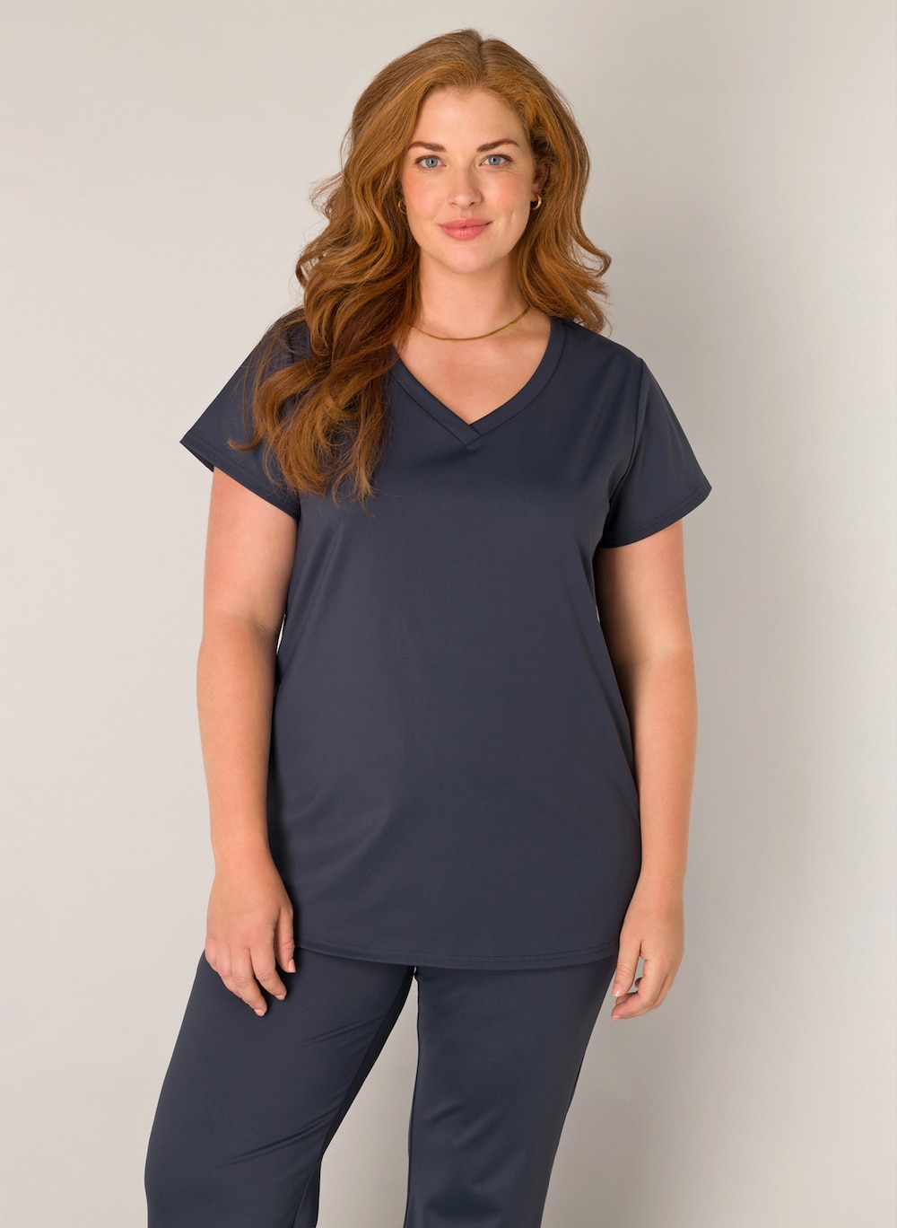 Große Größen T-Shirt Lilly, Damen, grau, Größe: 54, Synthetische Fasern/Elasthan, Happy Size DE Women von Base Level Curvy