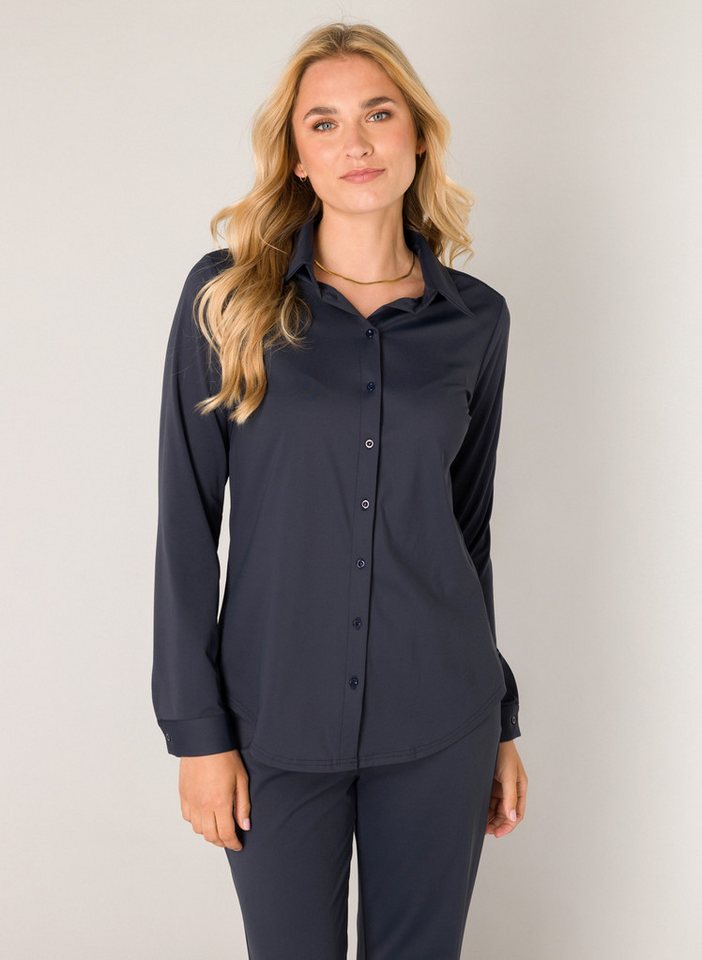 Base Level Langarmbluse Tamara mit Stretch und Knopfleiste von Base Level