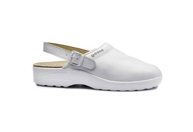 Base Hygiene Clog "Radon" Leder weiß Sandale von Base