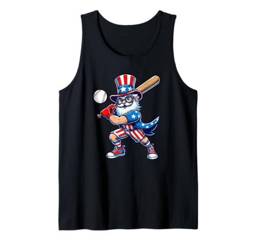 Man Playing Baseball 4th Of July Player Team Patriotic Tank Top von Baseball 4th Of July Costume