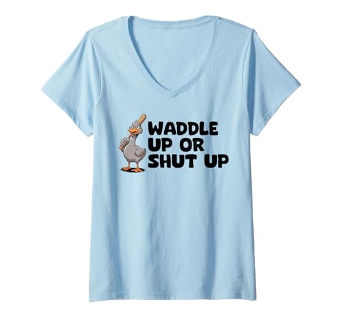 Damen Funny Mad Duck Goose Baseballschläger Angry Duck T-Shirt mit V-Ausschnitt Damen Funny Mad Duck Goose Baseballschläger Angry Duck T-Shirt mit V-Ausschnitt von Baseball Bat Angry Duck By VM