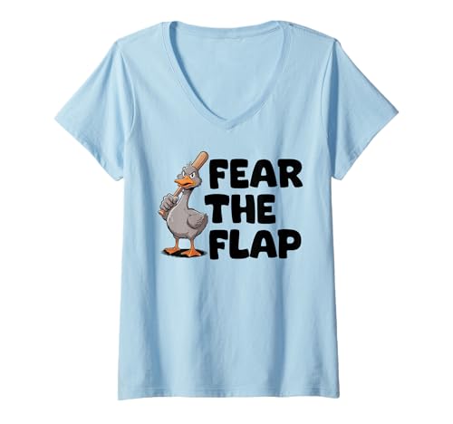 Damen Funny Mad Duck Goose Baseballschläger Angry Duck T-Shirt mit V-Ausschnitt Damen Funny Mad Duck Goose Baseballschläger Angry Duck T-Shirt mit V-Ausschnitt von Baseball Bat Angry Duck By VM