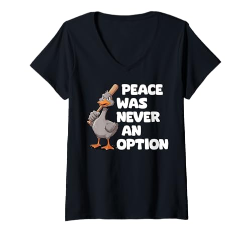 Damen Funny Mad Duck Goose Baseballschläger Angry Duck T-Shirt mit V-Ausschnitt Damen Funny Mad Duck Goose Baseballschläger Angry Duck T-Shirt mit V-Ausschnitt von Baseball Bat Angry Duck By VM