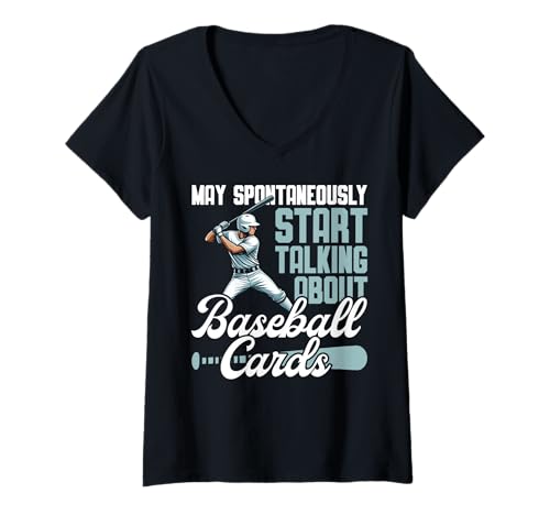 Damen May Spontan Start Talking About Baseball Cards Fans T-Shirt mit V-Ausschnitt Damen May Spontan Start Talking About Baseball Cards Fans T-Shirt mit V-Ausschnitt von Baseball Card Collecting Baseball Gifts Men