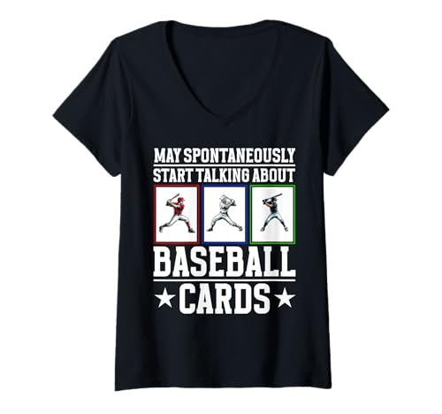 Damen May Spontan Start Talking About Baseball Cards Fans T-Shirt mit V-Ausschnitt Damen May Spontan Start Talking About Baseball Cards Fans T-Shirt mit V-Ausschnitt von Baseball Card Collecting Baseball Gifts Men