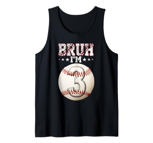 Bruh I'm 3 Dabbing Baseball 3. Geburtstag Party Kinder Tank Top von Baseball Celebration Birthday Party Gifts Co