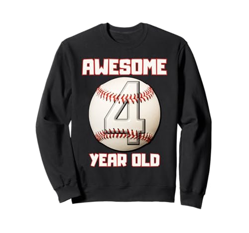 Bruh I'm 4 Dabbing Baseball 4. Geburtstag Party Kinder Sweatshirt von Baseball Celebration Birthday Party Gifts Co