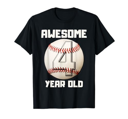 Bruh I'm 4 Dabbing Baseball 4. Geburtstag Party Kinder T-Shirt von Baseball Celebration Birthday Party Gifts Co