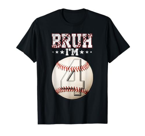 Bruh I'm 4 Dabbing Baseball 4. Geburtstag Party Kinder T-Shirt von Baseball Celebration Birthday Party Gifts Co
