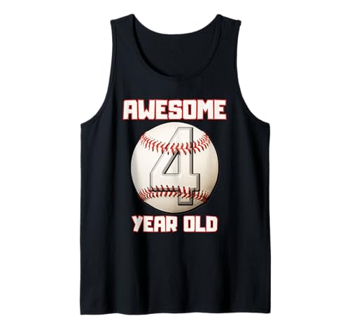 Bruh I'm 4 Dabbing Baseball 4. Geburtstag Party Kinder Tank Top von Baseball Celebration Birthday Party Gifts Co