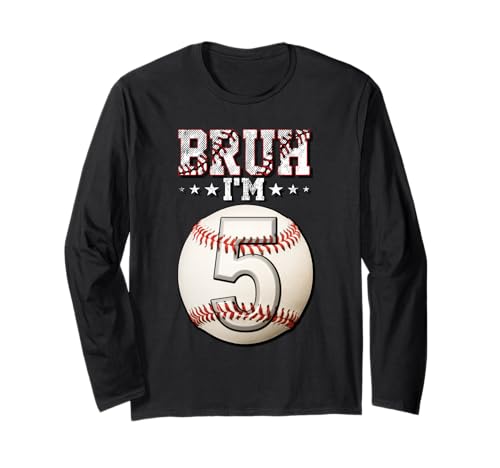 Bruh I'm 5 Dabbing Baseball 5. Geburtstag Party Kinder Langarmshirt von Baseball Celebration Birthday Party Gifts Co