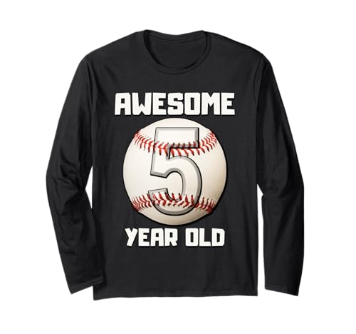 Bruh I'm 5 Dabbing Baseball 5. Geburtstag Party Kinder Langarmshirt von Baseball Celebration Birthday Party Gifts Co