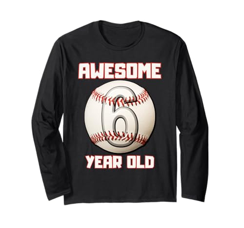 Bruh I'm 6 Dabbing Baseball 6. Geburtstag Party Kinder Langarmshirt von Baseball Celebration Birthday Party Gifts Co