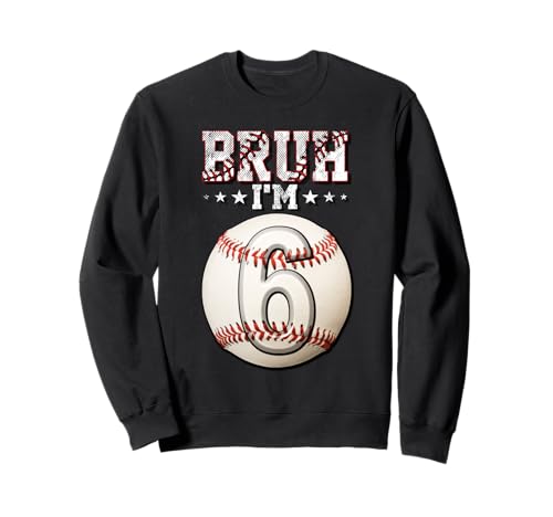 Bruh I'm 6 Dabbing Baseball 6. Geburtstag Party Kinder Sweatshirt von Baseball Celebration Birthday Party Gifts Co