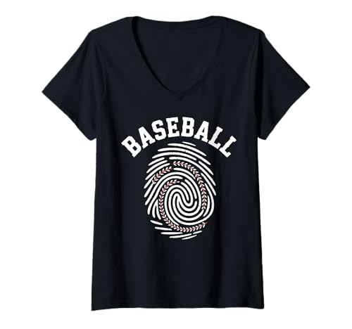 Damen Baseball DNA Baseball is In My Fingerprint Lustiges Spiel T-Shirt mit V-Ausschnitt Damen Baseball DNA Baseball is In My Fingerprint Lustiges Spiel T-Shirt mit V-Ausschnitt von Baseball DNA Baseball Fingerprint Funny Game