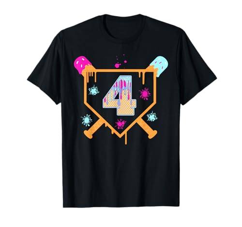 4. Geburtstag Shirt für Jungen Baseball Drip 4 Jahre alt T-Shirt 4. Geburtstag Shirt für Jungen Baseball Drip 4 Jahre alt T-Shirt von Baseball Drip Birthday Party Apparel